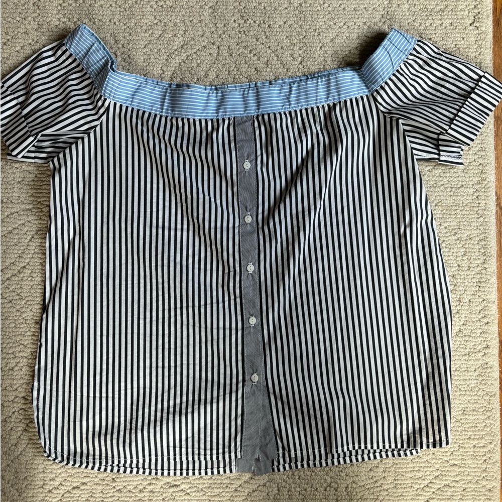 Bailey/44 cotton oxford off-shoulder blouse